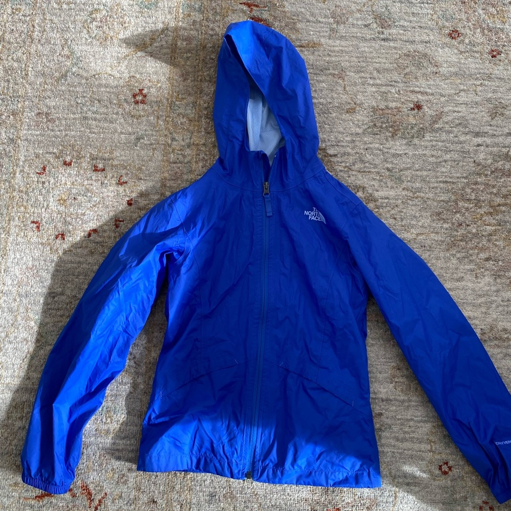 The North Face Girls Blue Hooded Rain Jacket